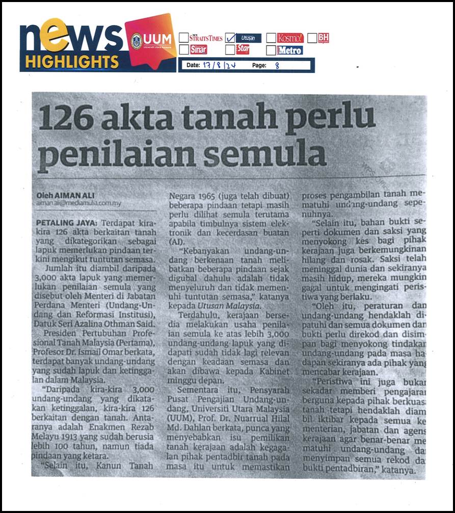 126 akta tanah perlu penilaian semula