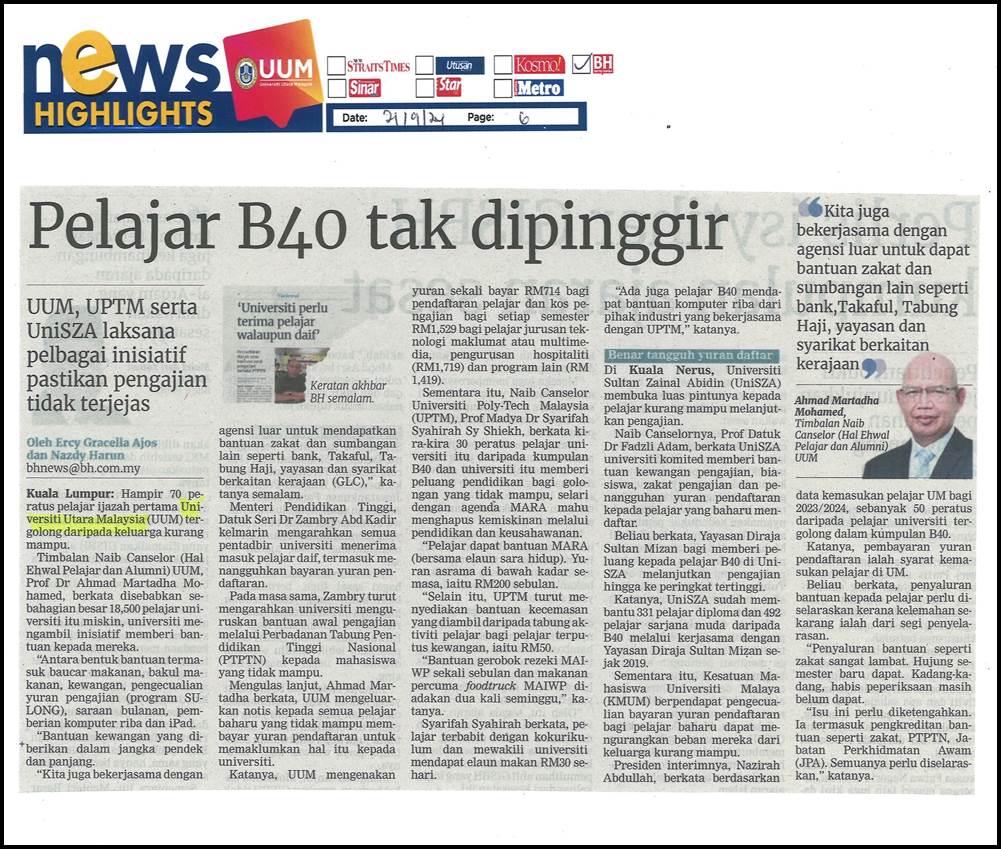 Pelajar B40 tak dipinggir