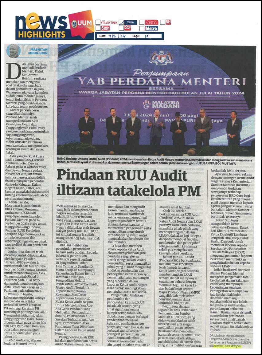 Pindaan RUU Audit iltizam tatakelola PM